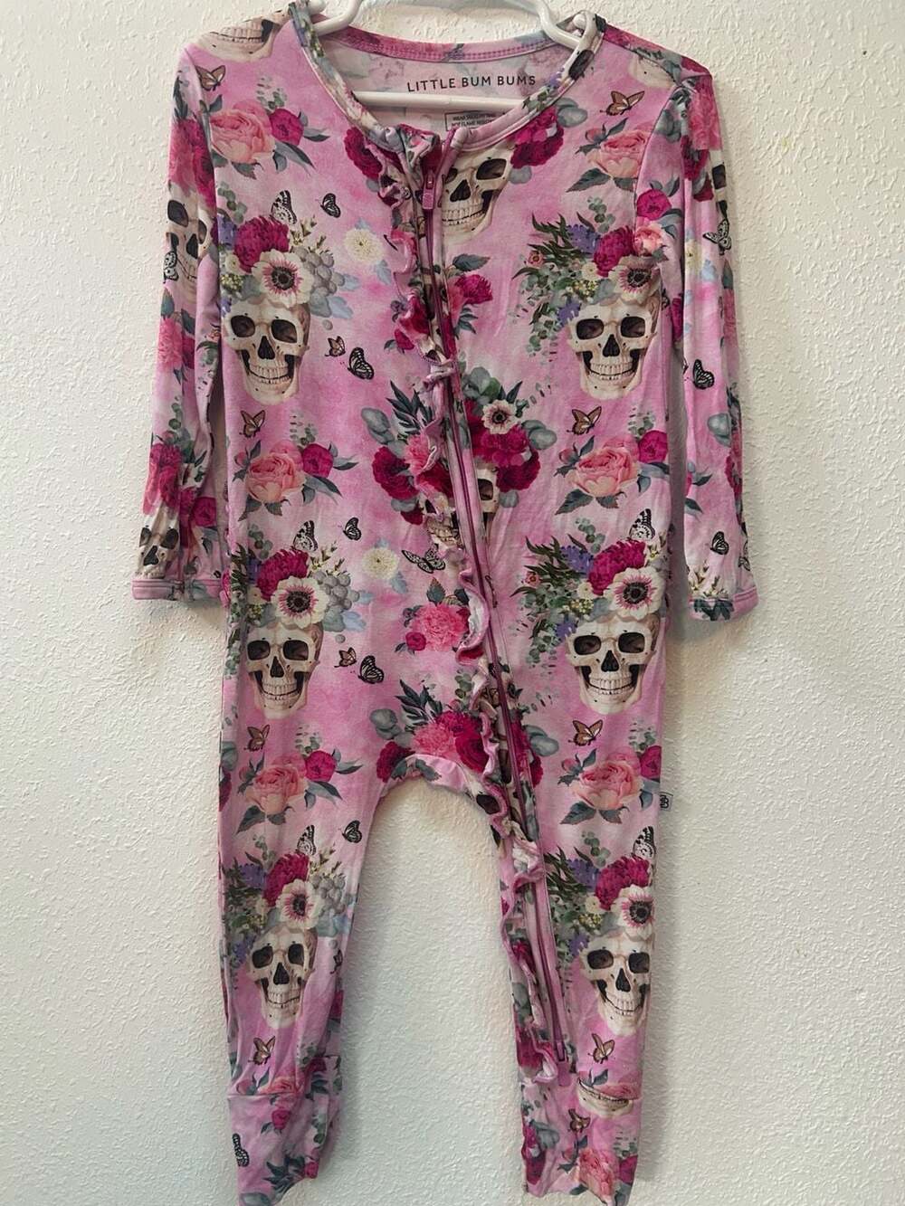 Little Bum Bums Skull Floral Ruffle Romper Size 2T